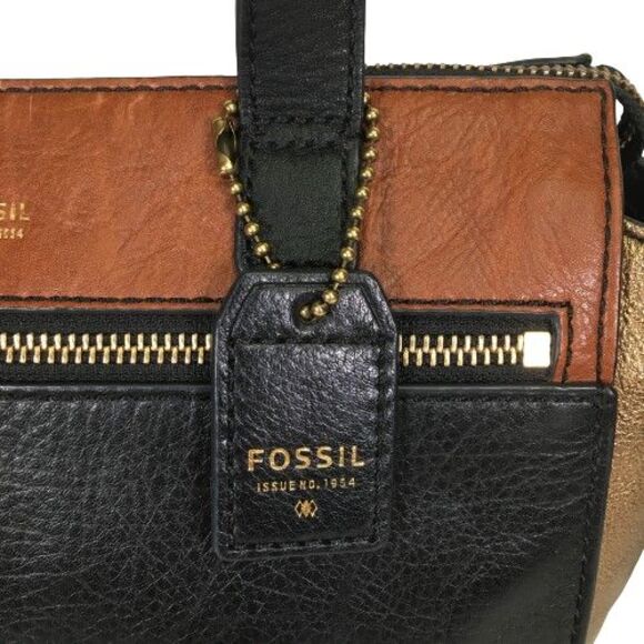 Fossil Tessa Satchel Handbag Color Block Leather Shopper Tote Shoulder Bag Purse - Picture 13 of 16